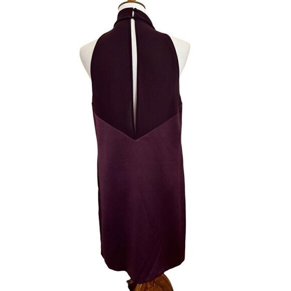 REISS Kaelin High Neck Shift Dress Berry Burgundy Size 8 - Picture 2 of 5
